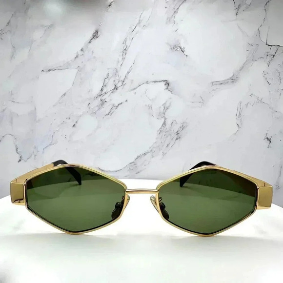 Celine Triomphe Gold Metal Hexagon Sunglasses 54mm Authentic CL40254U 30N - Picture 13 of 16